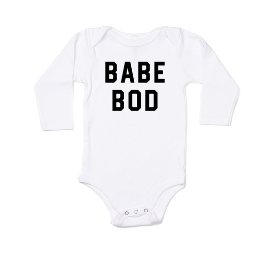 Babe Bod (Black) - Bodysuit (White, Long Sleeve)