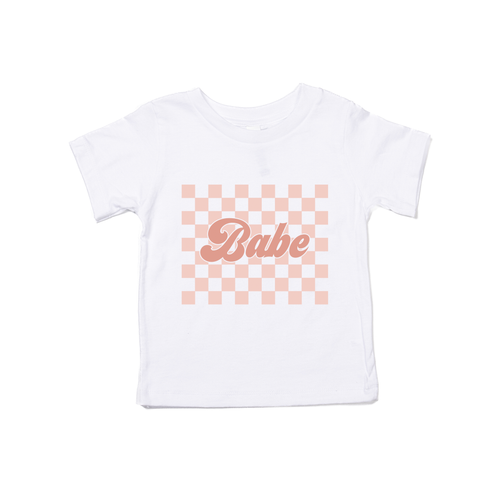 Babe Pink Checkered - Kids Tee (White)