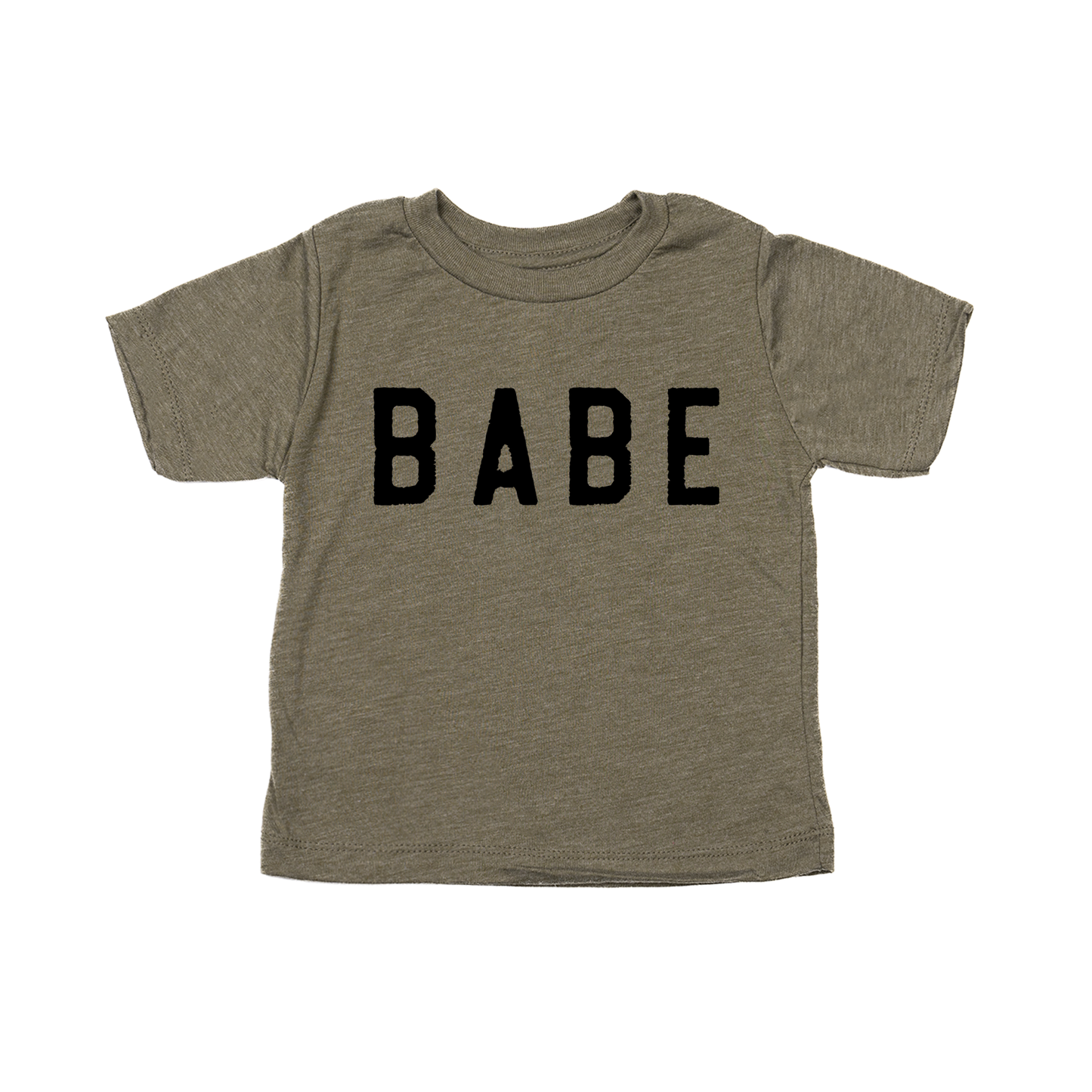 BABE (Rough, Black) - Kids Tee (Olive)