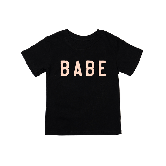 BABE (Rough, Peach) - Kids Tee (Black)