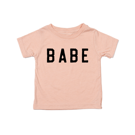 BABE (Rough, Black) - Kids Tee (Peach)