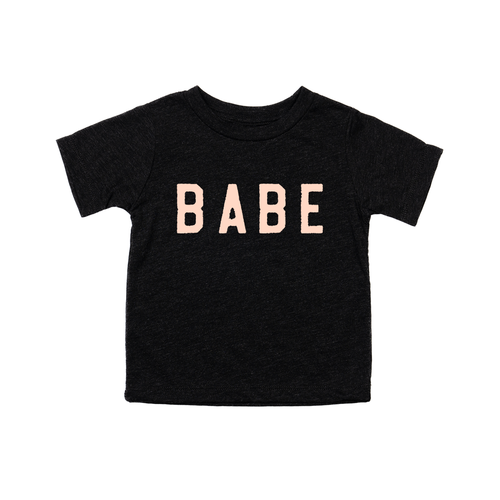 BABE (Rough, Peach) - Kids Tee (Charcoal Black)