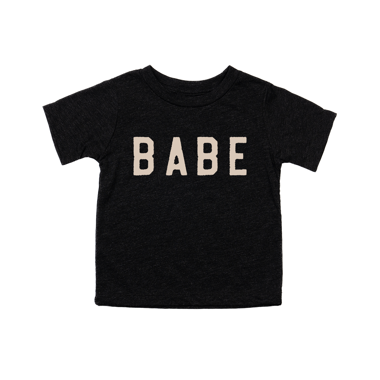 BABE (Rough, Stone) - Kids Tee (Charcoal Black)