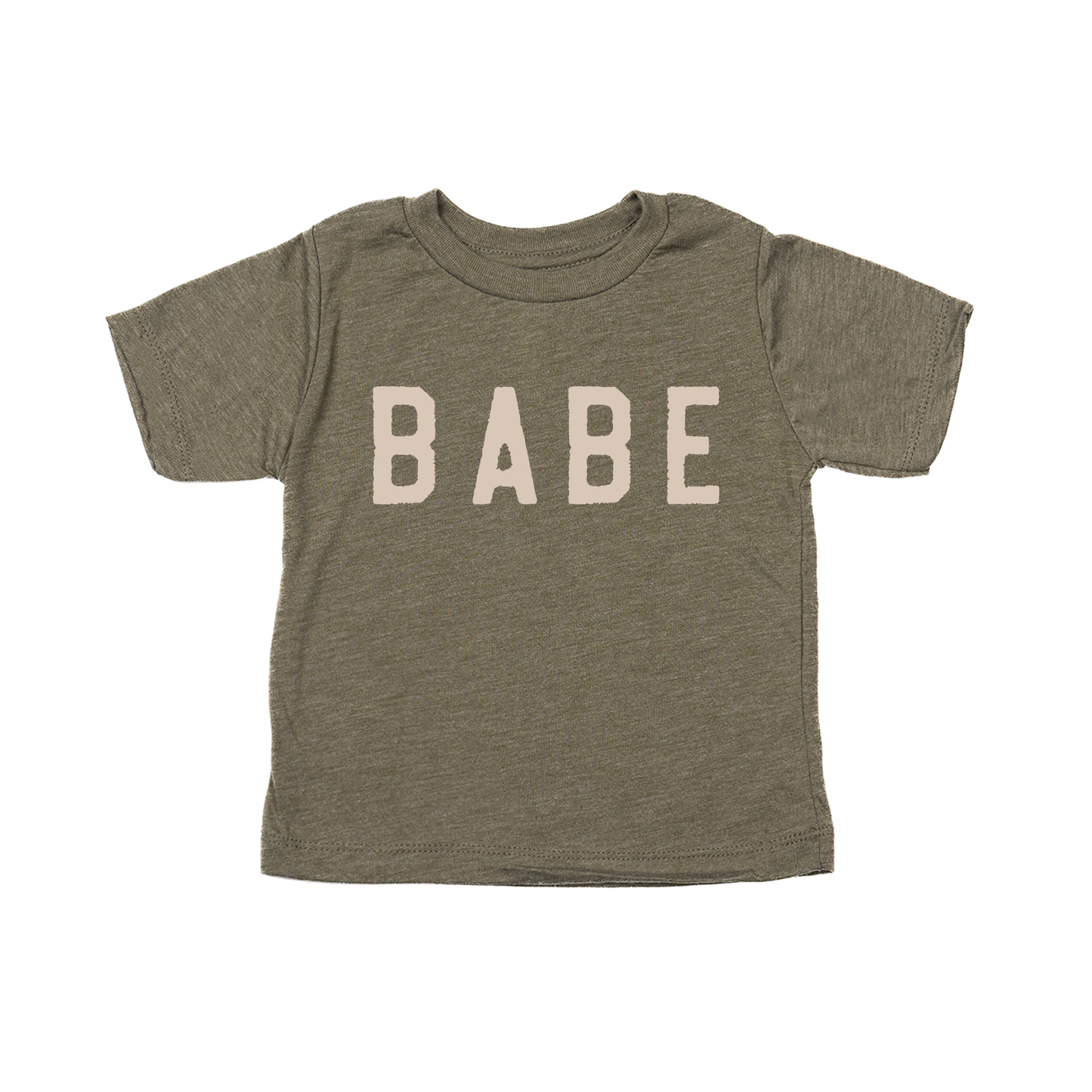 BABE (Rough, Stone) - Kids Tee (Olive)