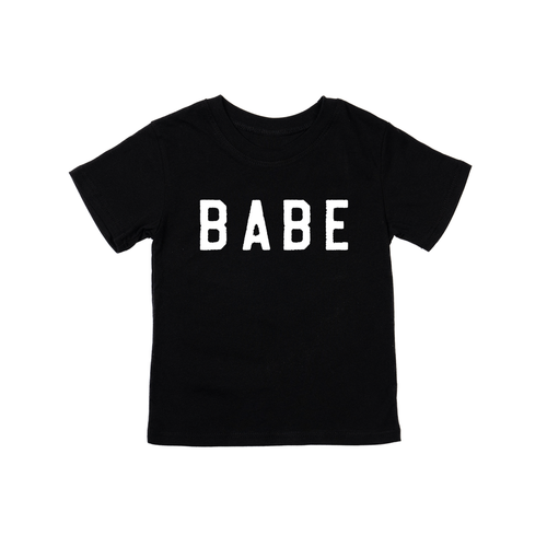 BABE (Rough, White) - Kids Tee (Black)