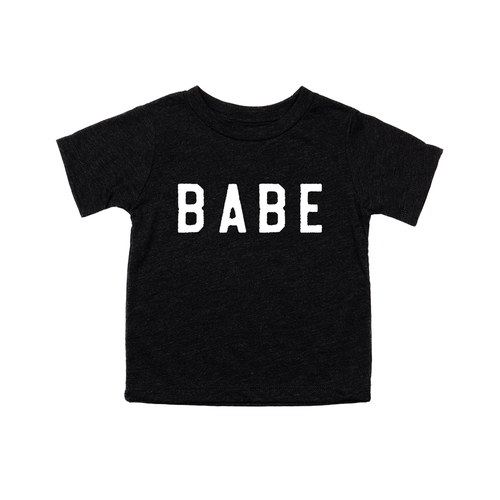 BABE (Rough, White) - Kids Tee (Charcoal Black)