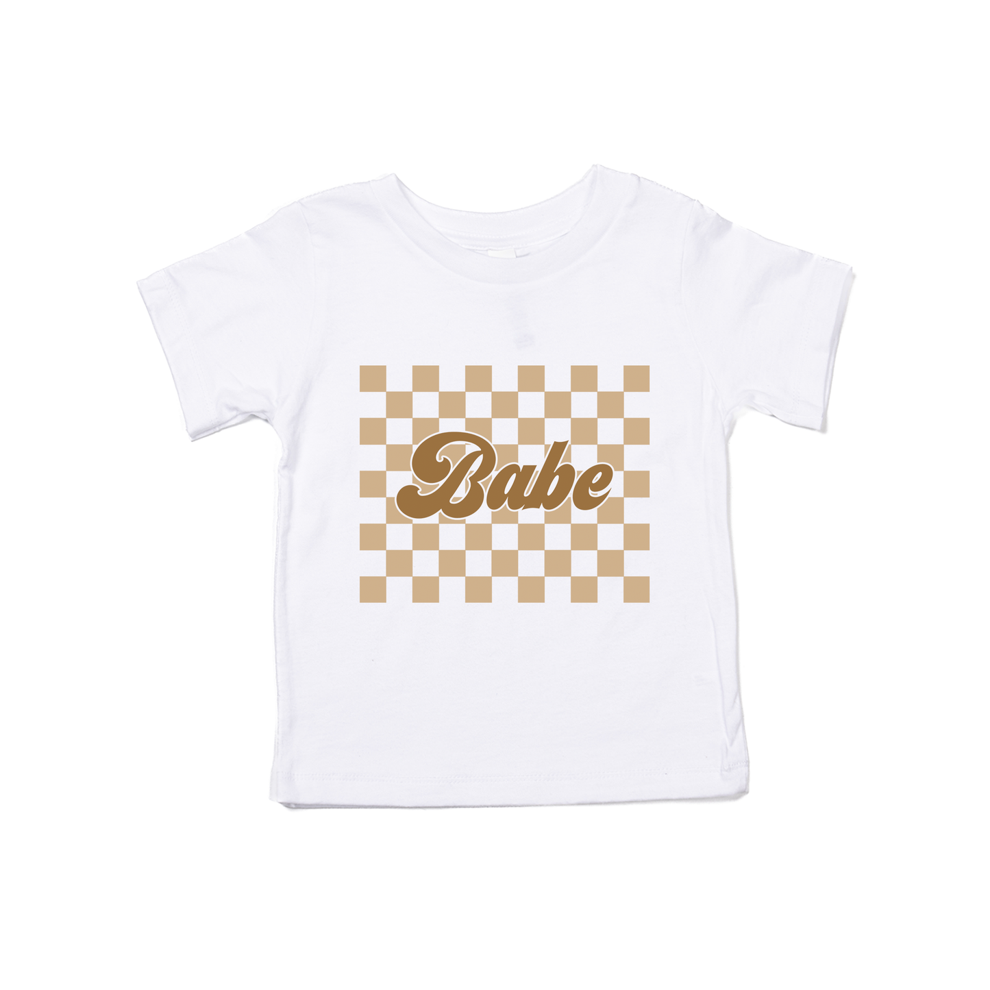 Babe Tan Checkered - Kids Tee (White)