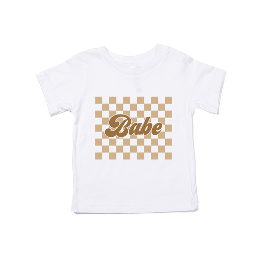 Babe Tan Checkered - Kids Tee (White)