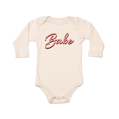 Babe (90's Inspired, Pink) - Bodysuit (Natural, Long Sleeve)