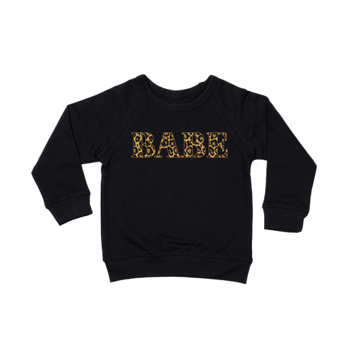 Babe (Leopard Print) - Kids Sweatshirt (Black)