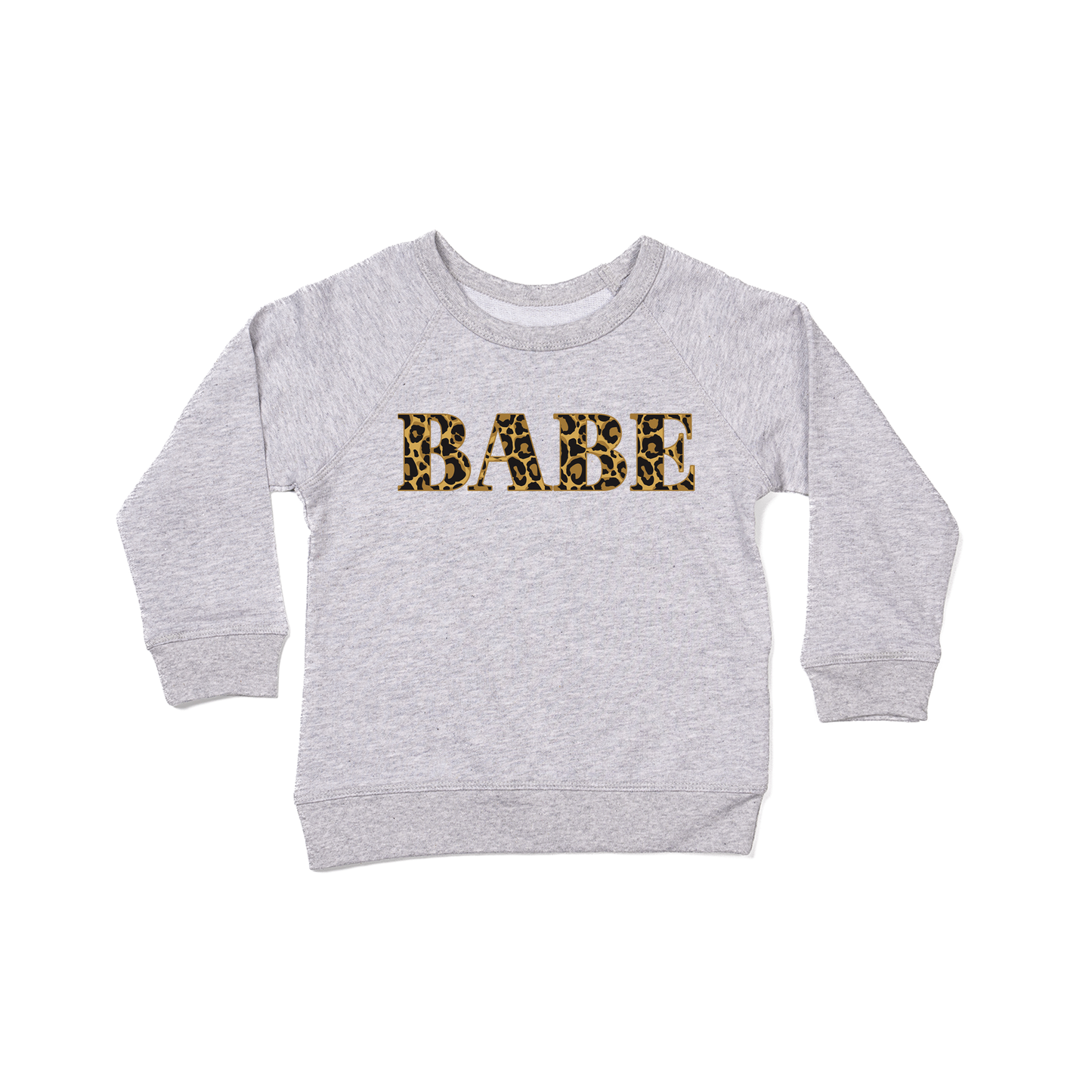 Babe (Leopard Print) - Kids Sweatshirt (Heather Gray)