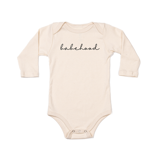 Babehood (Cursive) - Bodysuit (Natural, Long Sleeve)