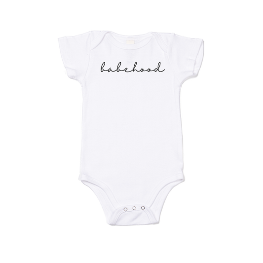 Babehood (Cursive) - Bodysuit (White, Short Sleeve)