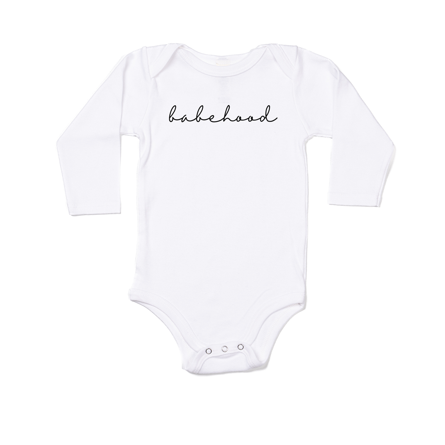 Babehood (Cursive) - Bodysuit (White, Long Sleeve)