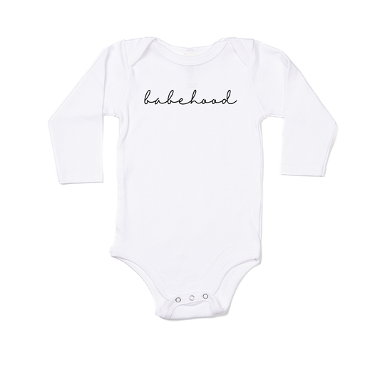 Babehood (Cursive) - Bodysuit (White, Long Sleeve)