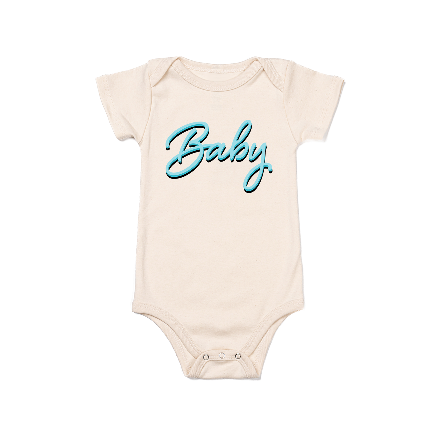 Baby (90's Inspired, Blue) - Bodysuit (Natural, Short Sleeve)