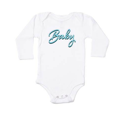 Baby (90's Inspired, Blue) - Bodysuit (White, Long Sleeve)