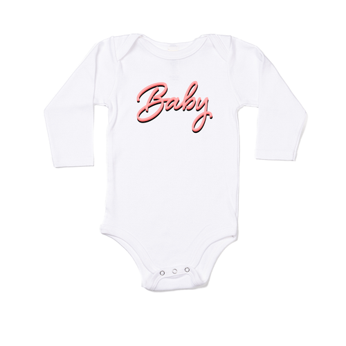 Baby (90's Inspired, Pink) - Bodysuit (White, Long Sleeve)
