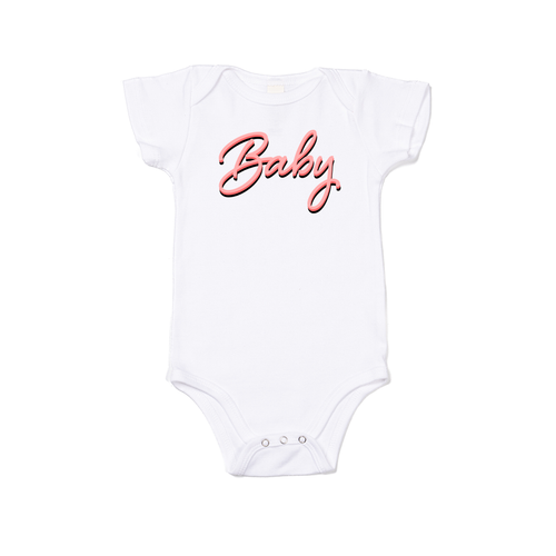 Baby (90's Inspired, Pink) - Bodysuit (White, Short Sleeve)