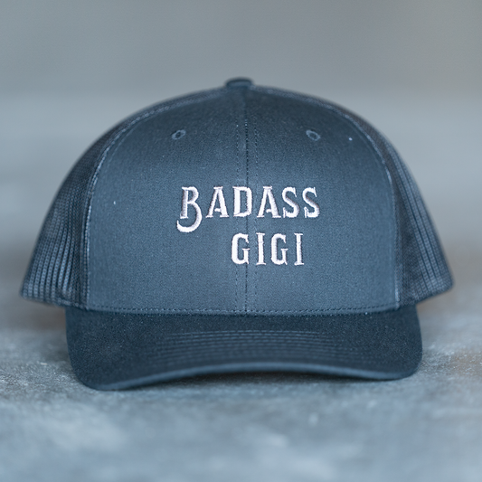 Badass Gigi (Gray) - Trucker Hat (Black)