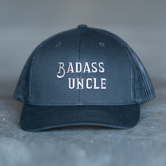 Badass Uncle (Gray) - Trucker Hat (Black)