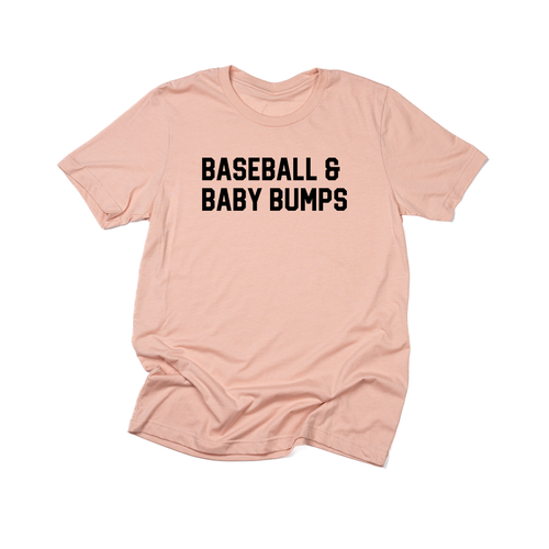 Baseball & Baby Bumps (Black) - Tee (Peach)