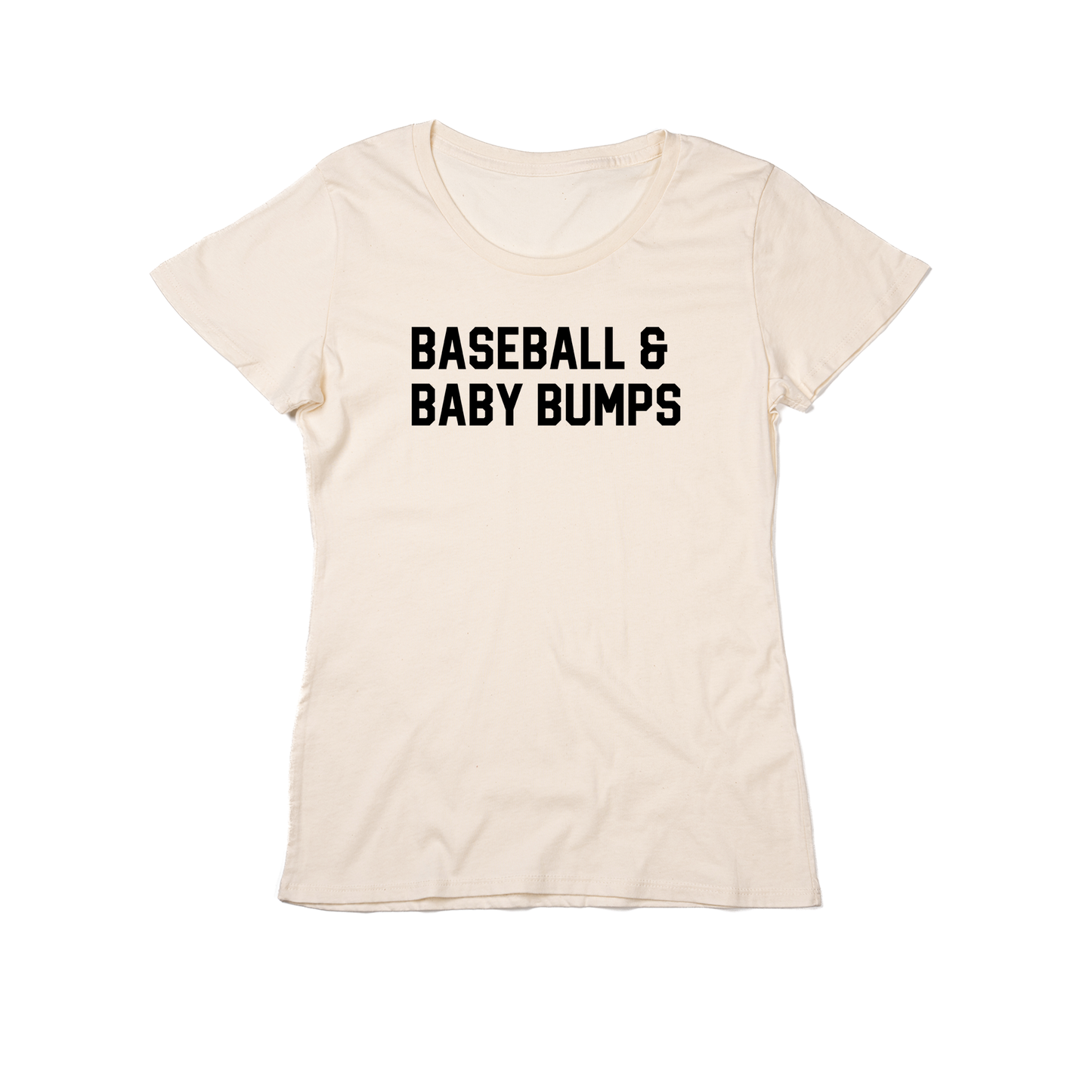 Baseball & Baby Bumps (Black) - Women's Fitted Tee (Natural)