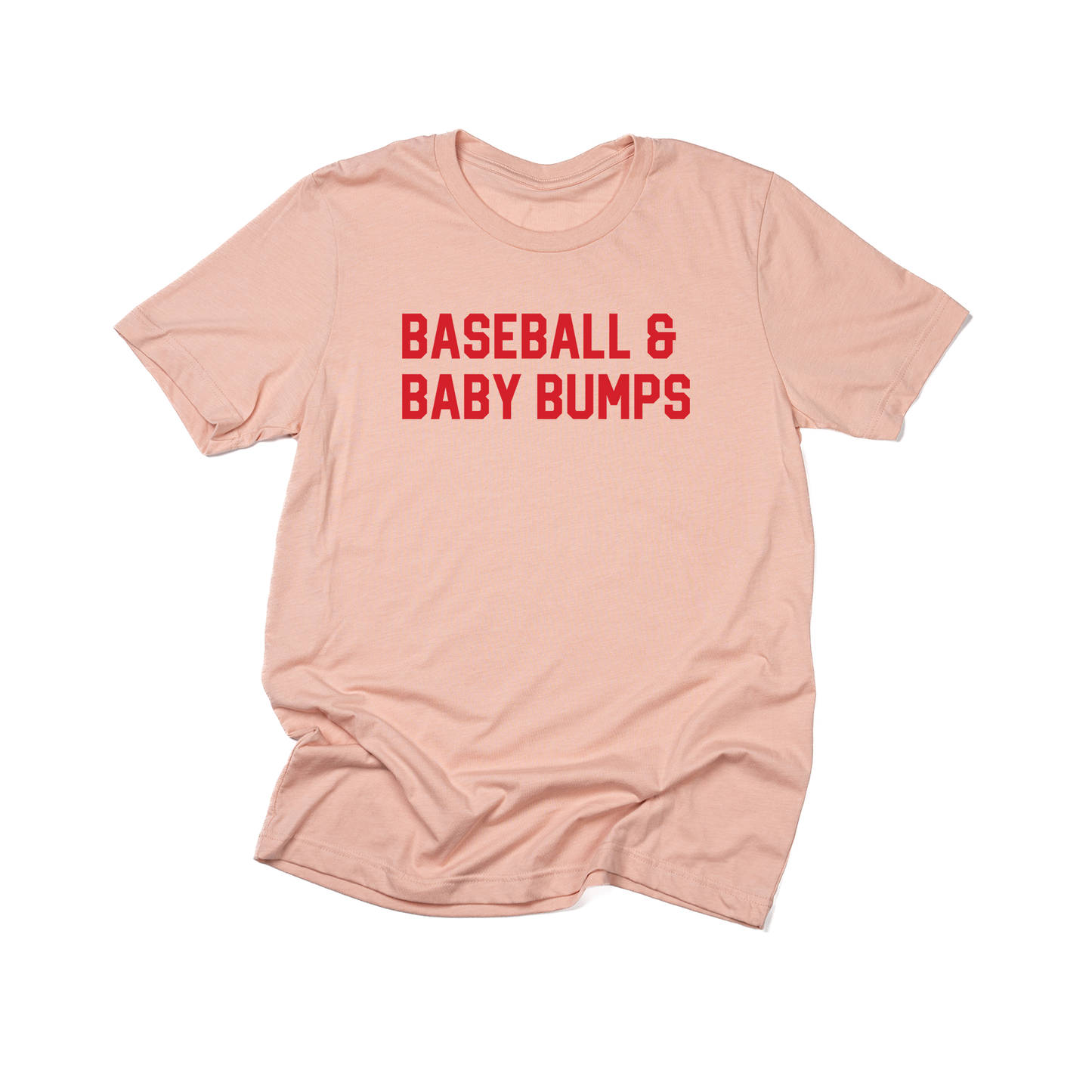 Baseball & Baby Bumps (Red) - Tee (Peach)
