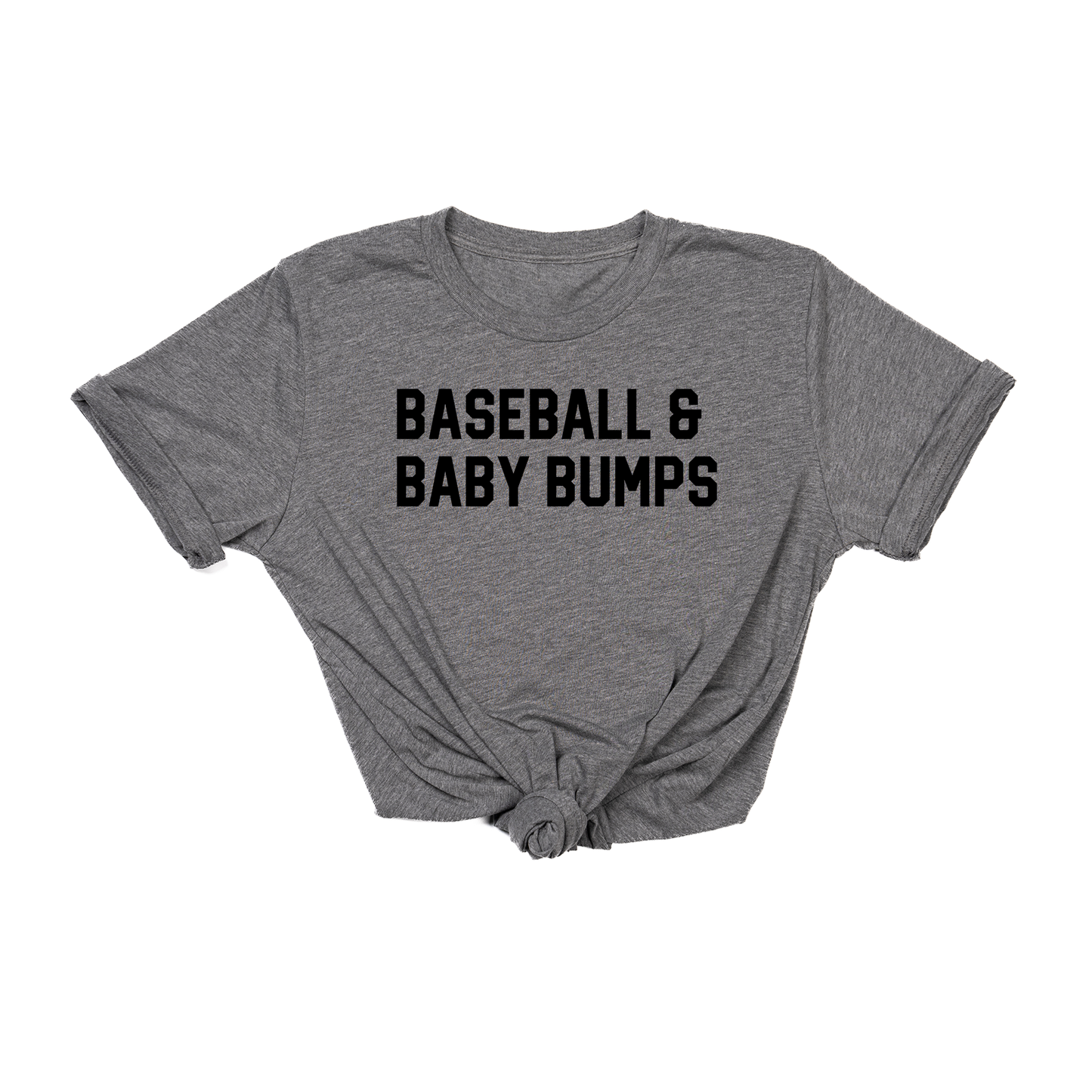 Baseball & Baby Bumps (Black) - Tee (Gray)