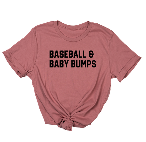 Baseball & Baby Bumps (Black) - Tee (Mauve)