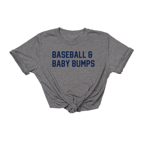 Baseball & Baby Bumps (Navy) - Tee (Gray)