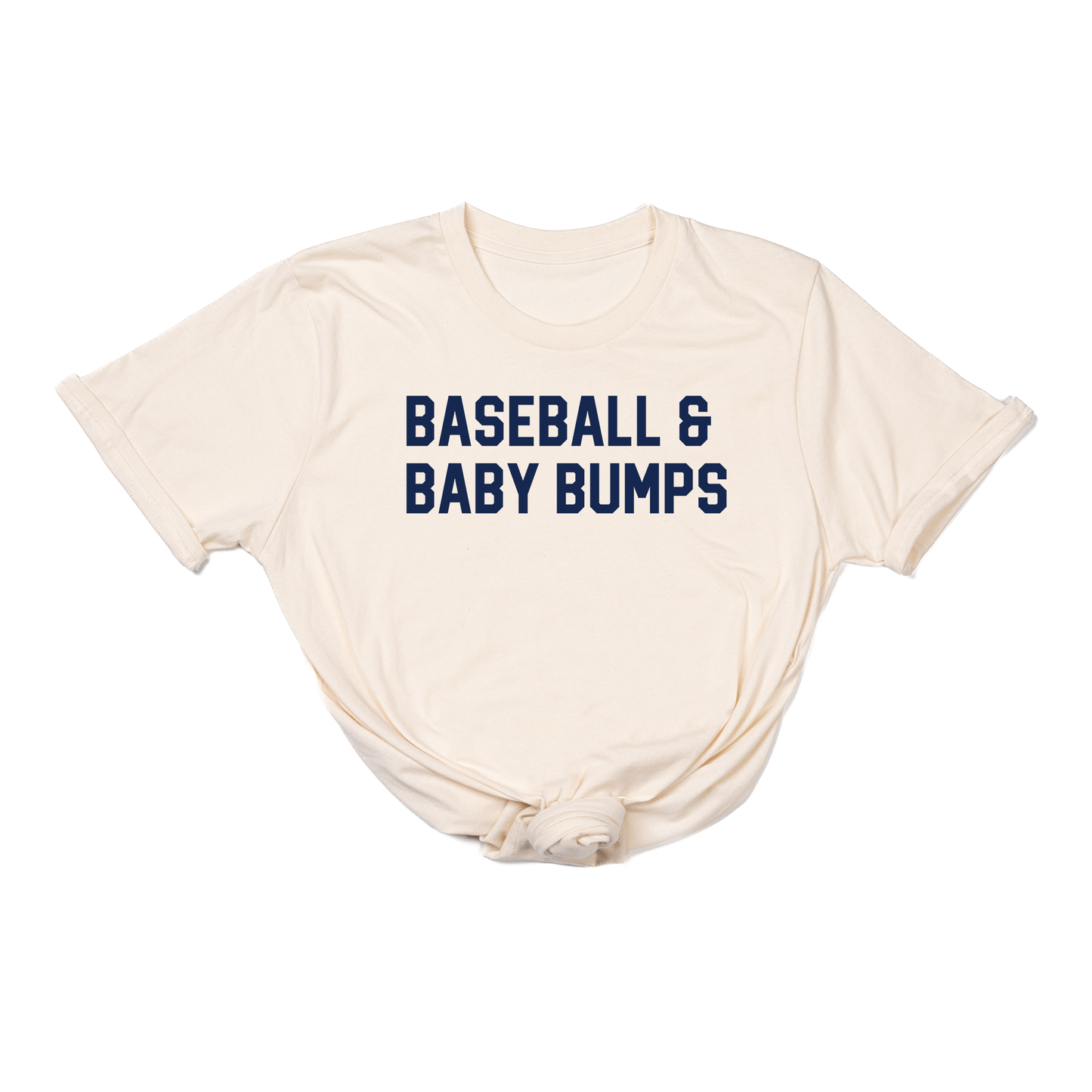 Baseball & Baby Bumps (Navy) - Tee (Natural)