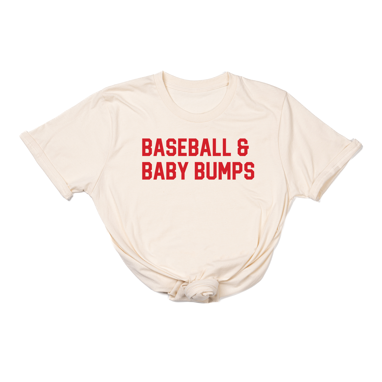 Baseball & Baby Bumps (Red) - Tee (Natural)