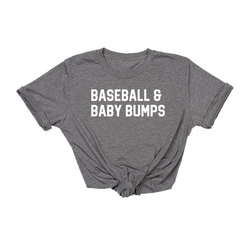 Baseball & Baby Bumps (White) - Tee (Gray)