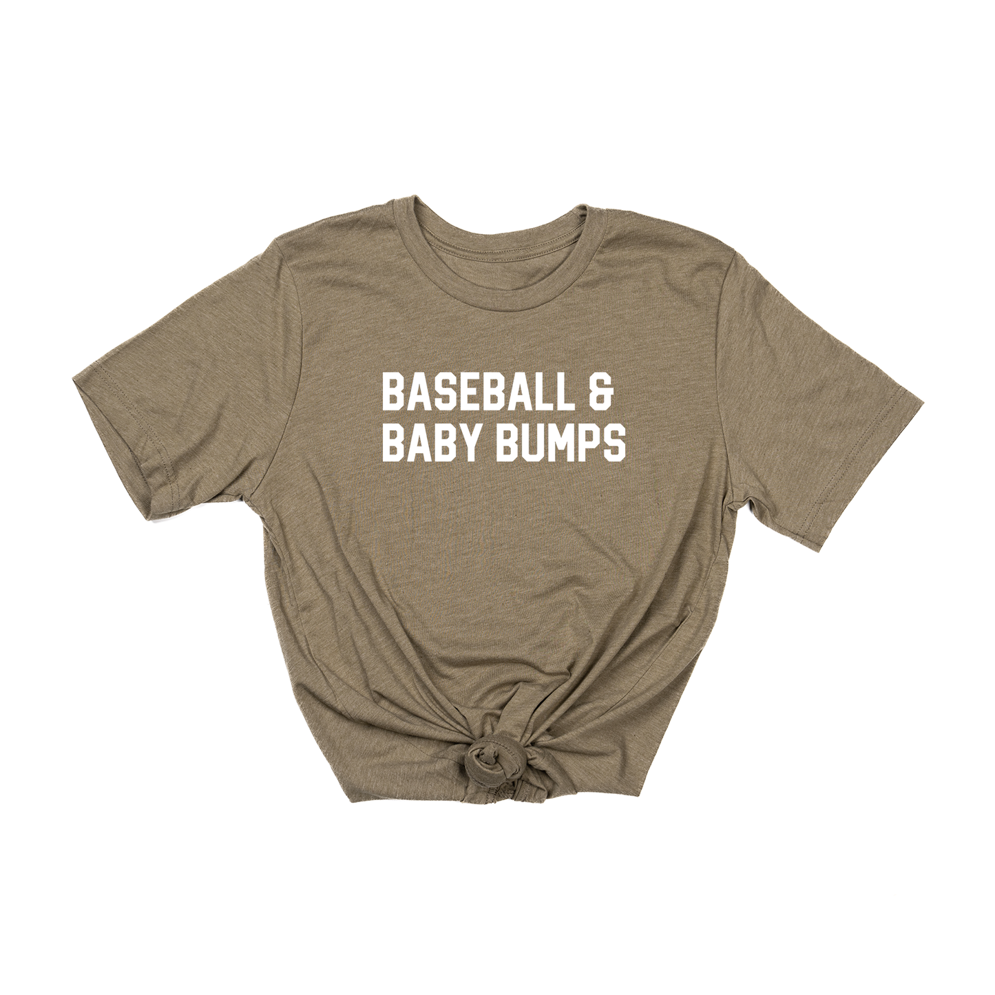 Baseball & Baby Bumps (White) - Tee (Olive)