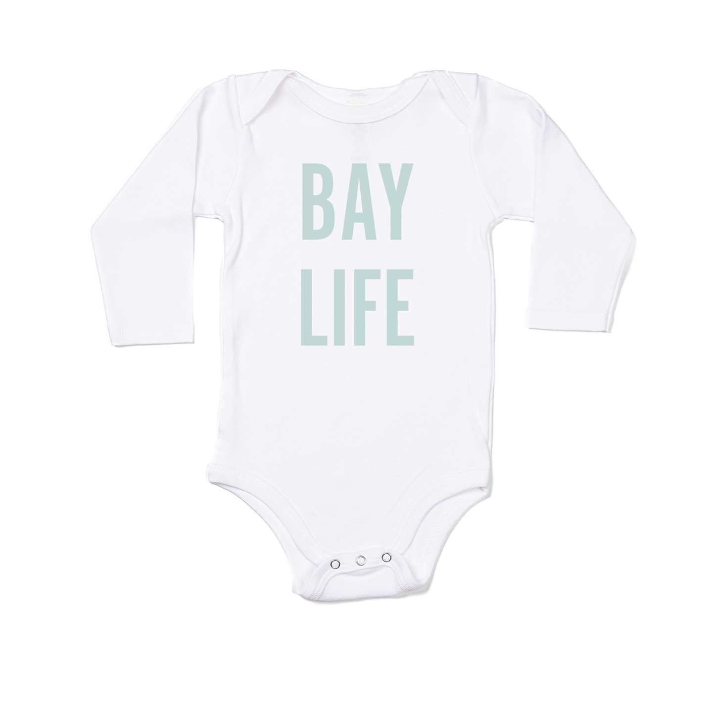 Bay Life (Sky) - Bodysuit (White, Long Sleeve)