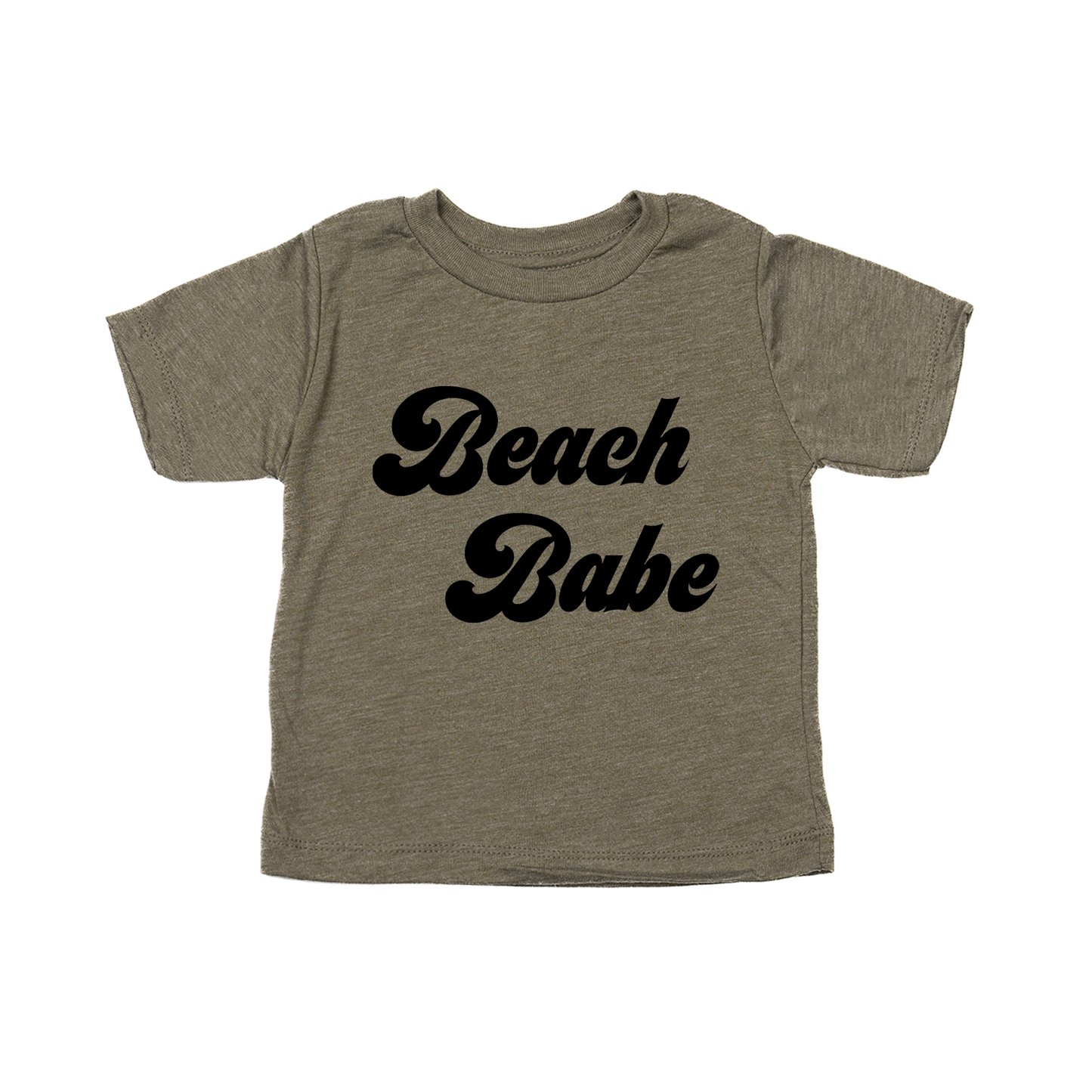 Beach Babe (Retro, Black) - Kids Tee (Olive)