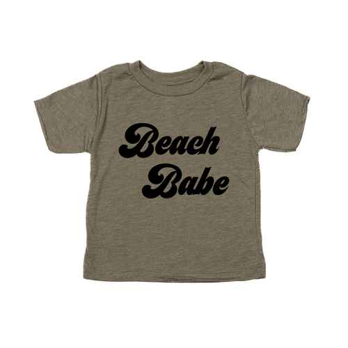 Beach Babe (Retro, Black) - Kids Tee (Olive)