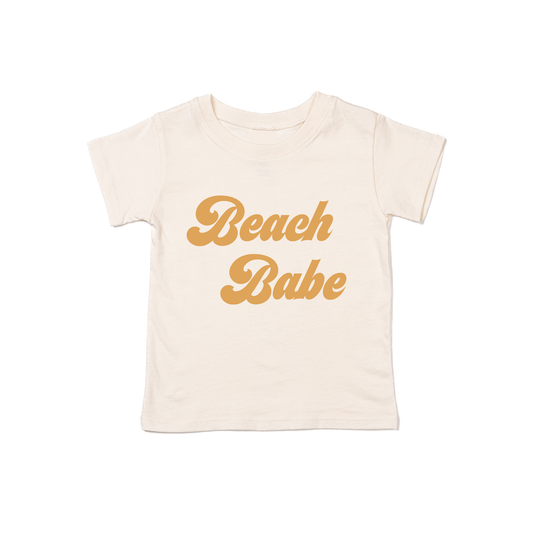 Beach Babe (Retro, Mustard) - Kids Tee (Natural)