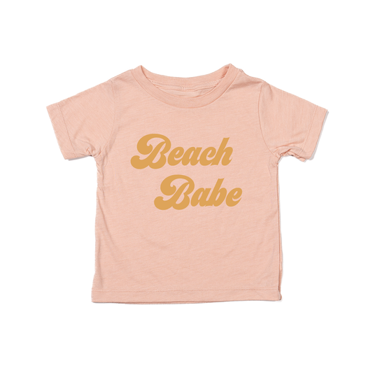 Beach Babe (Retro, Mustard) - Kids Tee (Peach)