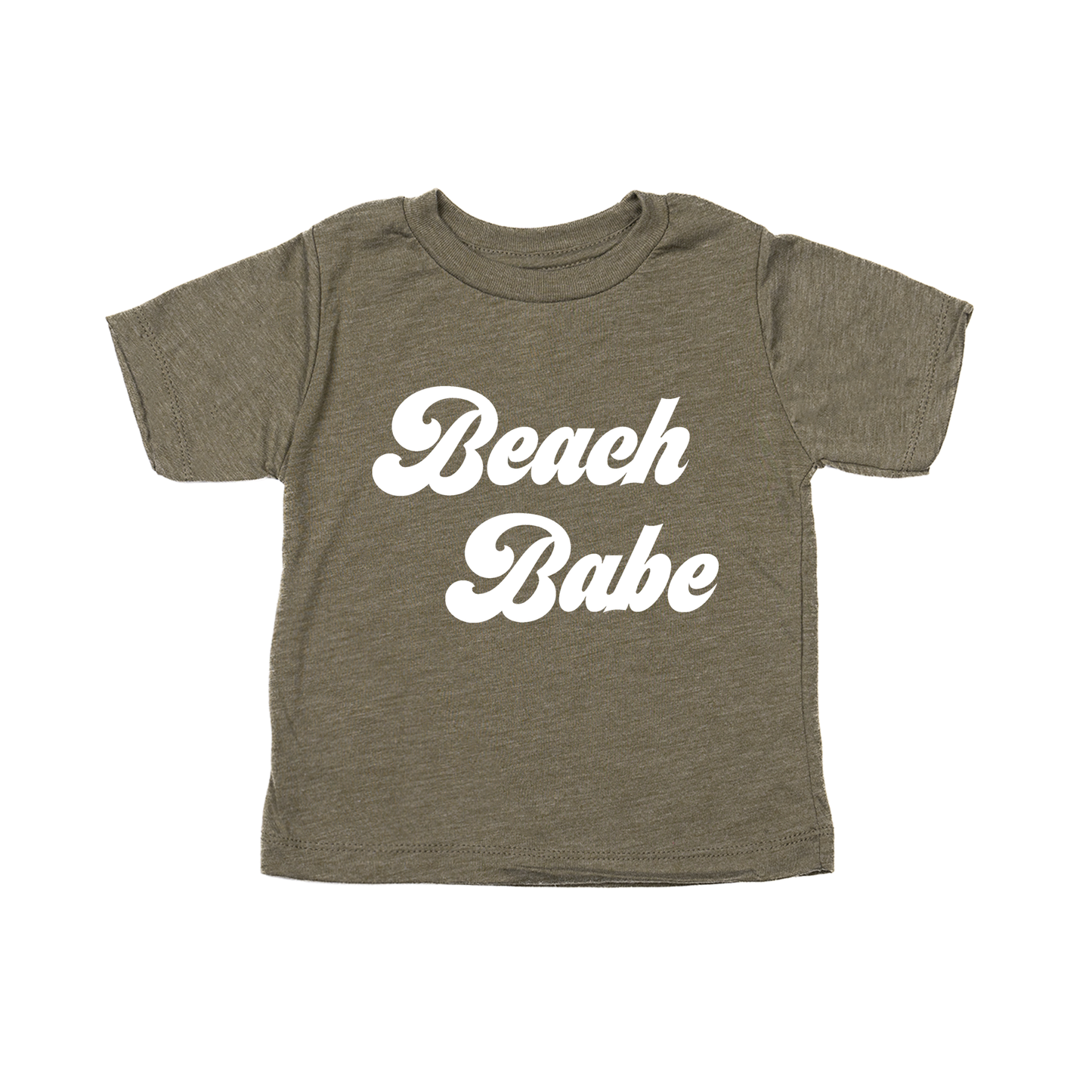 Beach Babe (Retro, White) - Kids Tee (Olive)