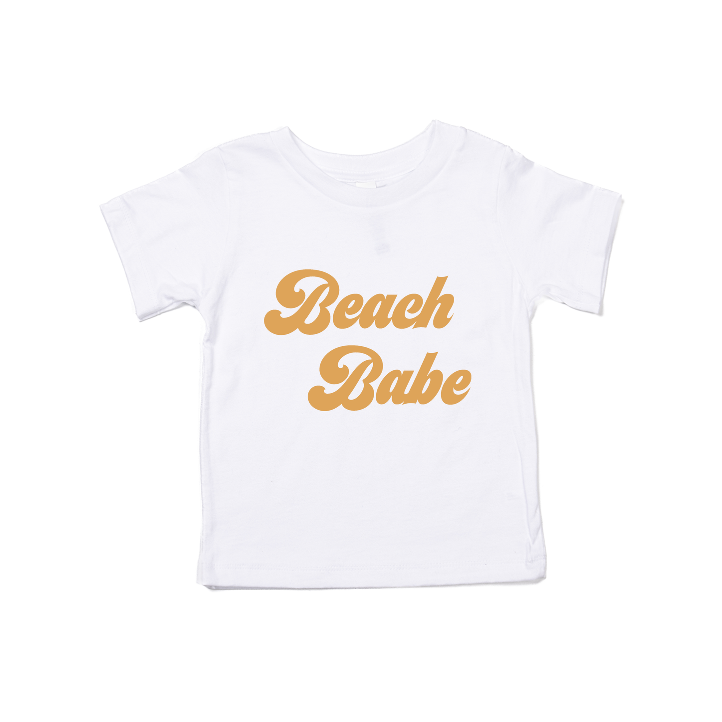 Beach Babe (Retro, Mustard) - Kids Tee (White)