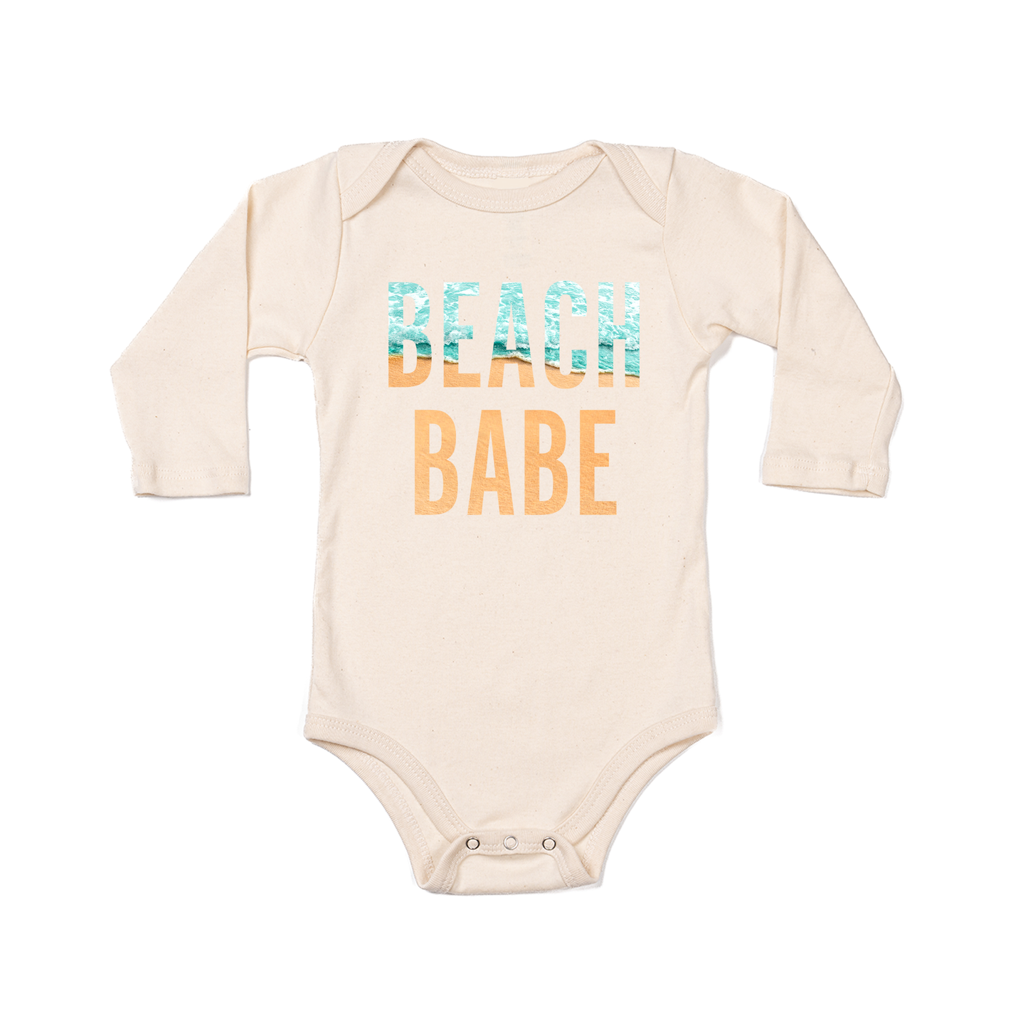 Beach Babe Wave - Bodysuit (Natural, Long Sleeve)