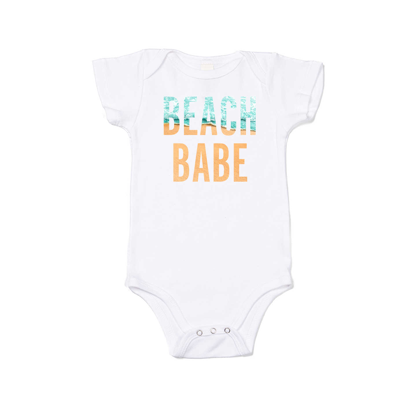 Beach Babe Wave - Bodysuit (White, Short Sleeve)