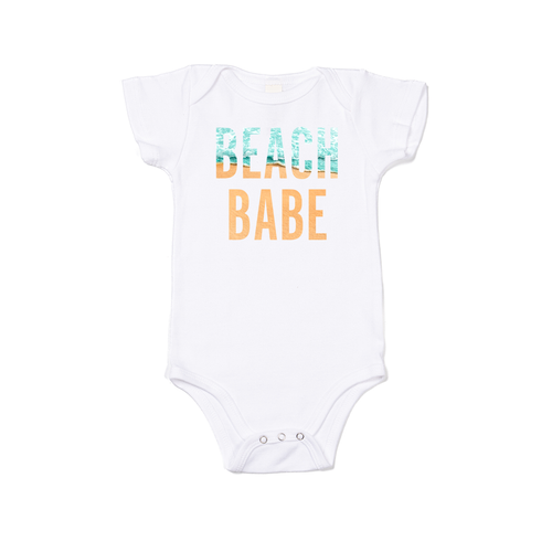 Beach Babe Wave - Bodysuit (White, Short Sleeve)