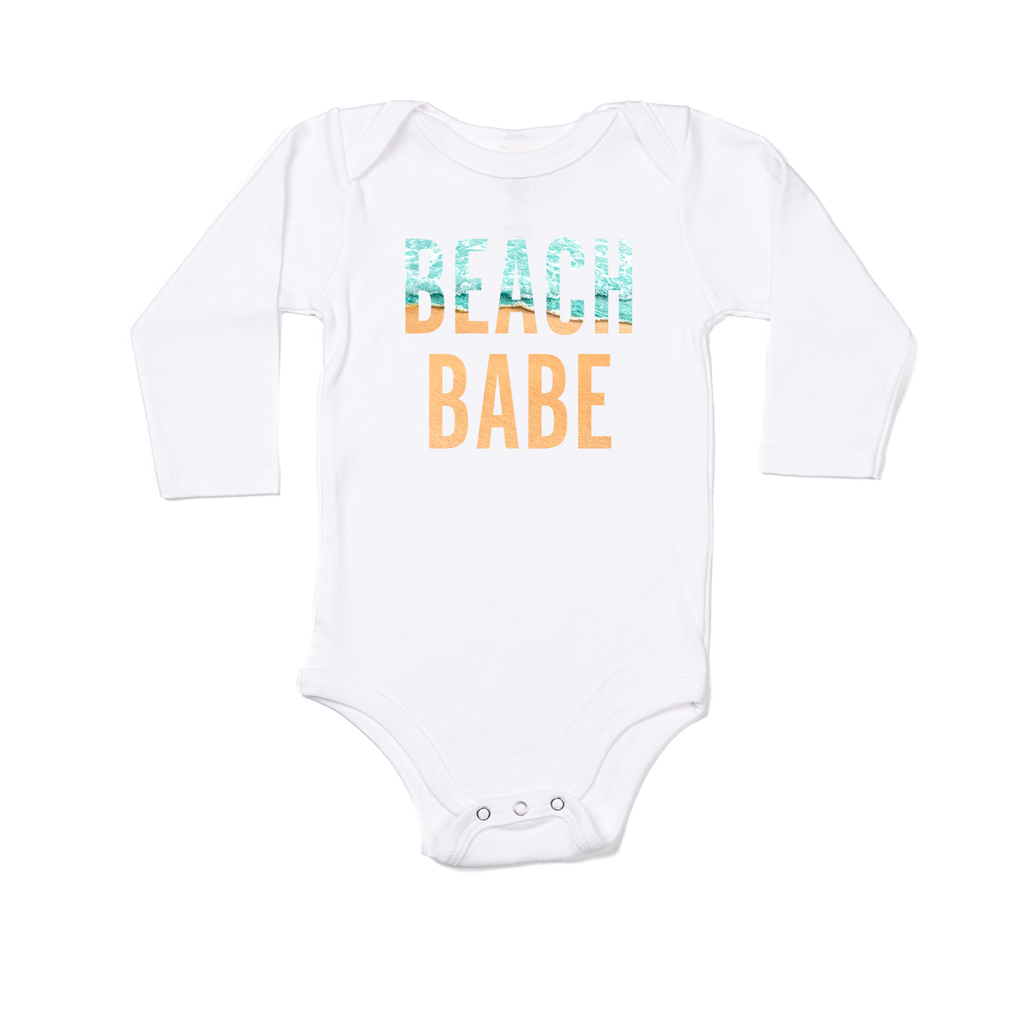 Beach Babe Wave - Bodysuit (White, Long Sleeve)