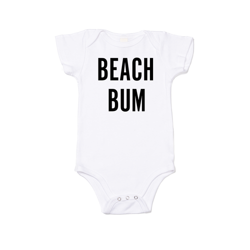 BEACH BUM (Black) - Bodysuit (White, Short Sleeve)