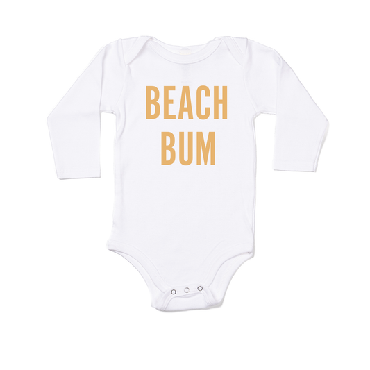 BEACH BUM (Mustard) - Bodysuit (White, Long Sleeve)