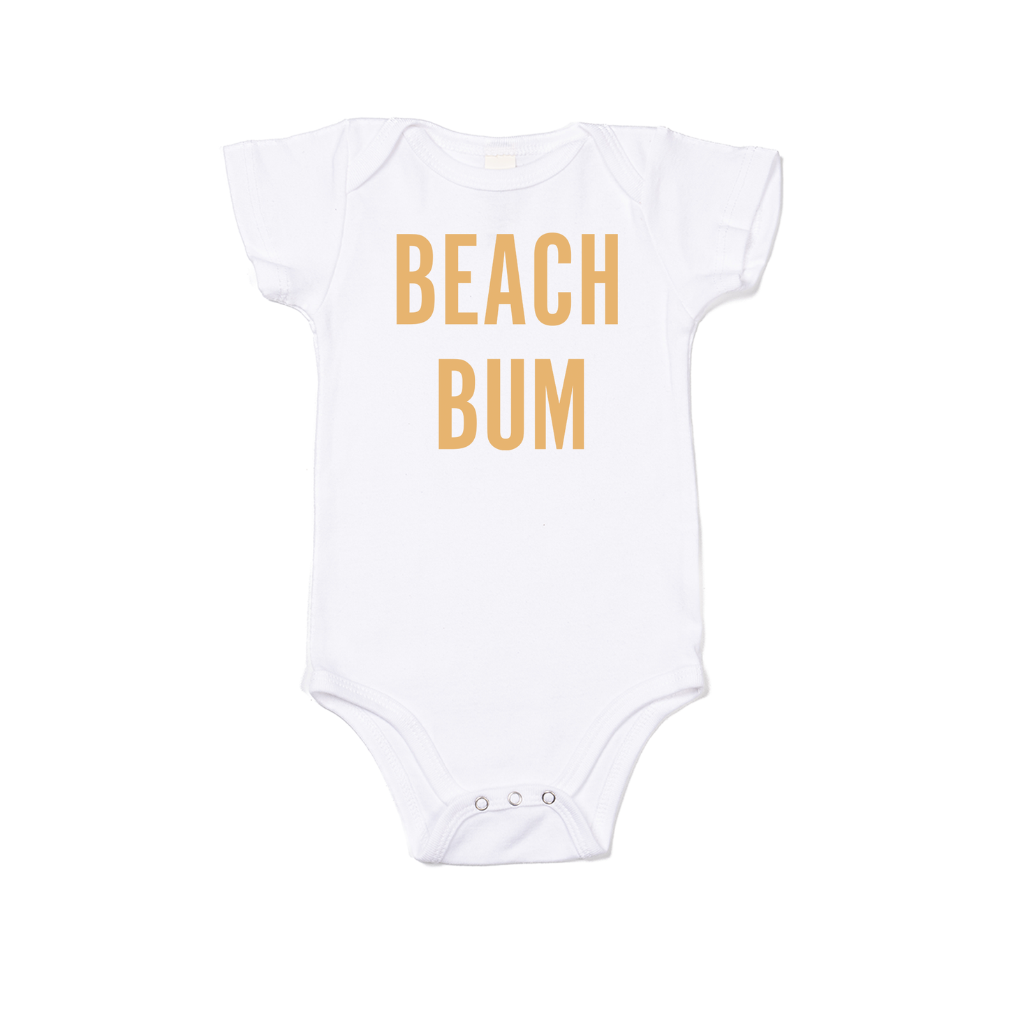 BEACH BUM (Mustard) - Bodysuit (White, Short Sleeve)
