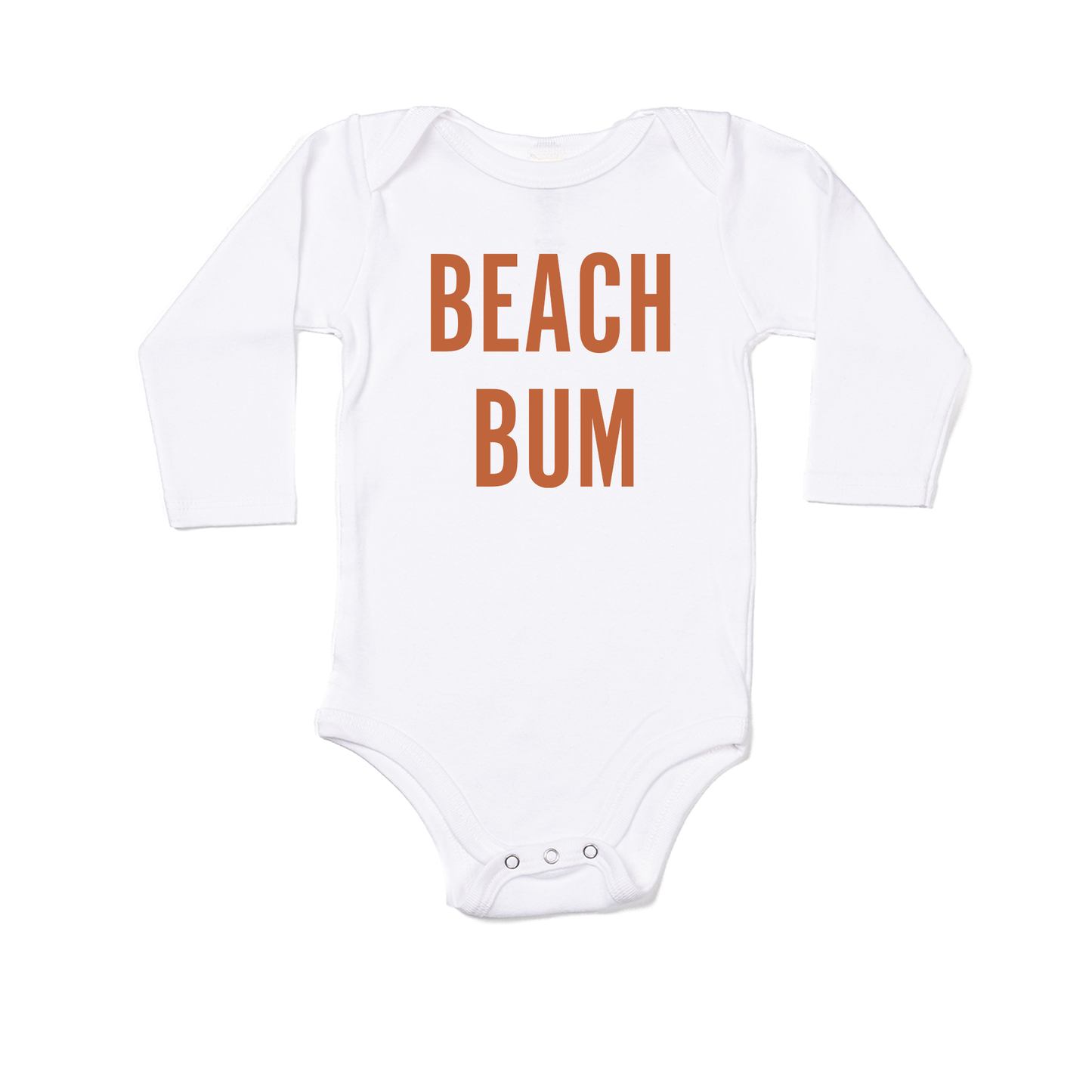 BEACH BUM (Rust) - Bodysuit (White, Long Sleeve)